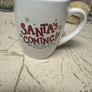 Festive White Mug - Santa's Coming Design